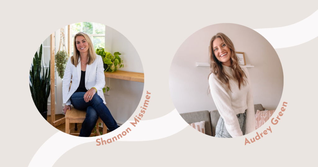 Shannon Missimer as seen on her podcast 'In Pursuit of Gratosis' cover and Audrey Green, CEO and Founder of Sentient Marketing, a digital marketing agency that focuses on social responsibility within branding and online content.